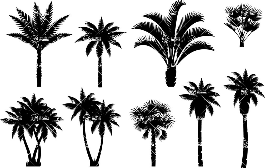 Vector silhouettes - Vector Palm Silhouettes Set